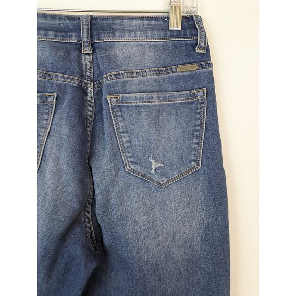 Kancan Denim Jeans High Waisted Ankle Skinny Distressed Boho Blue Size 27 - Picture 5 of 12